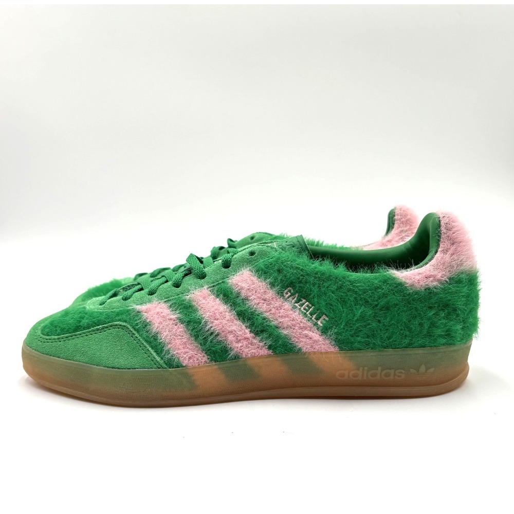 Adidas Women's Size 10.5 Gazelle Indoor Green Glow Pink Gum JP8342 Shoes NEW - Picture 2 of 6